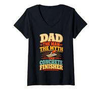 Women's Dad Concrete Finisher Father Husband Concrete Worker V-Neck T-Shirt