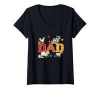 Women's Dad Cute Farm Animal Floral Leopard Chicken Cow Duck Sheep V-Neck T-Shirt