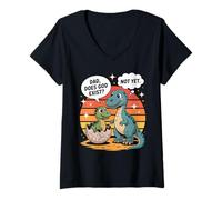 Womens Dad Does God Exist Not Yet Dinosaur Humor V-Neck T-Shirt