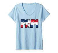 Womens Dad Dominican Flag Proud Dad from The Caribbean Dad V-Neck T-Shirt