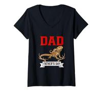 Women's Dad Father's Day Bearded Dragons Costume Wild Animal Lover V-Neck T-Shirt