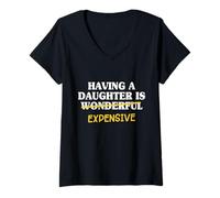 Women's Dad from Daughter Father Dads Having A Daughter is Wonderful V-Neck T-Shirt