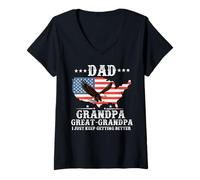 Women's dad Grandpa Great Grandpa i just Keep Funny Father's Day V-Neck T-Shirt
