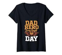 Women's Dad Hero Every Single Day V-Neck T-Shirt