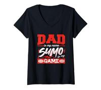Women's Dad is My Name Sumo is My Game Sumo Wrestling V-Neck T-Shirt