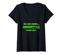 Women's Dad Joke Loading 99% Please Wait Funny Gamer Fathers Day V-Neck T-Shirt