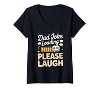 Women's Dad Joke Loading Please Laugh Dad Jokes V-Neck T-Shirt