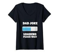 Womens Dad Joke Loading Please Wait Funny V-Neck T-Shirt
