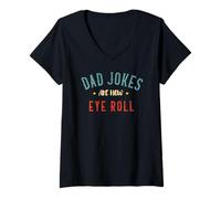 Womens Dad Jokes Are How Eye Roll For Fathers Day humorous Tee Gift V-Neck T-Shirt