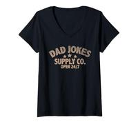 Women's Dad Jokes Funny Father's Day Proud Father Husband Daddy V-Neck T-Shirt