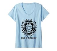 Women's Dad King of The House Lion Handyman Tools V-Neck T-Shirt
