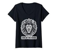 Women's Dad King of The House Lion Handyman Tools V-Neck T-Shirt