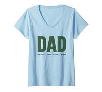Womens Dad Man of God Christ Follower My Hero V-Neck T-Shirt