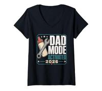 Women's Dad Mode Activated 2026 New Dad Announcement V-Neck T-Shirt