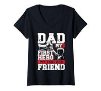 Womens Dad My First Hero My Forever Friend V-Neck T-Shirt