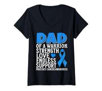 Womens Dad of a Warrior Prostate Cancer Awareness Gifts Products V-Neck T-Shirt
