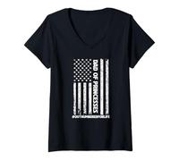 Womens Dad of Princesses Outnumbered for Life Distressed Flag V-Neck T-Shirt