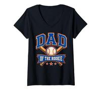 Women's Dad of the Rookie Baseball V-Neck T-Shirt