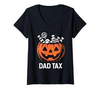 Womens Dad Tax Candy IRS Agent Halloween Carved Pumpkin Matching V-Neck T-Shirt