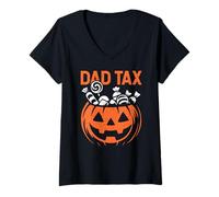 Womens Dad Tax Candy IRS Agent Halloween Carved Pumpkin Matching V-Neck T-Shirt