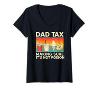 Womens Dad Tax - Funny Retro Food Taster Father’s Day Gift V-Neck T-Shirt