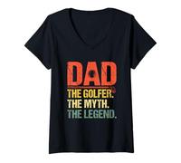 Womens Dad The Golfer The Myth The Legend V-Neck T-Shirt