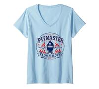Women's Dad the Pitmaster Outdoor Kamado Ceramic Low and Slow V-Neck T-Shirt