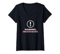 Women's Dad Warning Unsolicited Dad Jokes Puns V-Neck T-Shirt