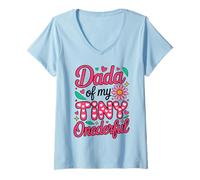 Women's Dada of My Tiny Onederful First Birthday Daisy V-Neck T-Shirt