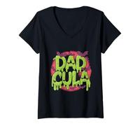 Womens Dadcula Funny Halloween Vampire Dad V-Neck T-Shirt