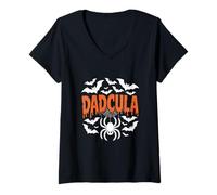 Womens Dadcula Funny Vampire Dad Halloween Humor V-Neck T-Shirt