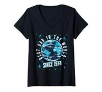 Women's Daddy Best Dad in the World Since 1974 V-Neck T-Shirt