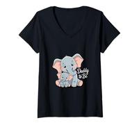 Womens Daddy to Be Elephant Baby Shower Starry Sky Theme V-Neck T-Shirt