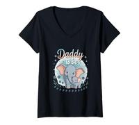 Womens Daddy to Be Elephant Baby Shower Starry Sky Theme V-Neck T-Shirt