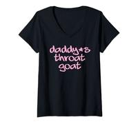 Womens Daddy's Throat Goat Funny Sexy Adult Profanity V-Neck T-Shirt