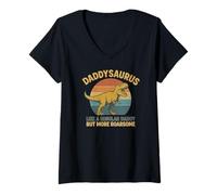 Women's Daddysaurus Like a Daddy But More Roarsome V-Neck T-Shirt