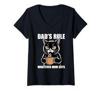 Women's Dad's Rule Whatever Mom Says V-Neck T-Shirt
