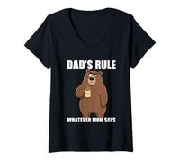 Women's Dad's Rule Whatever Mom Says V-Neck T-Shirt