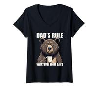 Women's Dad's Rule Whatever Mom Says V-Neck T-Shirt