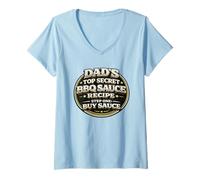 Women's Dads Top Secret BBQ Sauce Recipe Funny Grill Dad Gift V-Neck T-Shirt