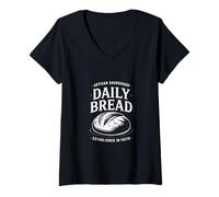 Women's Daily Bread Artisan Sourdough Established in Faith V-Neck T-Shirt