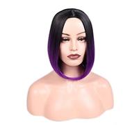 Women's Daily Gatherings wear Black Gradient Purple Pixie Cut Short Wigs Heat-Resistant Synthetic Comfortable and Breathable Short Straight Wigs Photo Color,14in (Photo Color 14in)