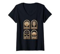 Women's Daily Stoic Mindset Four Virtues Courage Wisdom and Justice V-Neck T-Shirt