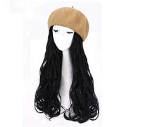 Women'S Daily Use Wigs Ladies Fashion Pop Realistic Color Chemical Fiber High Temperature Silk Natural Fluffy Hair Autumn And Winter Beret Long Curly -E(B)