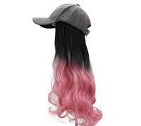 Women'S Daily Use Wigs Ladies Fashion Pop Realistic Color Chemical Fiber High Temperature Silk Natural Fluffy Hair Baseball Cap With Gradient Long - B(A)