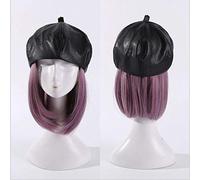Women'S Daily Use Wigs Ladies Fashion Pop Realistic Color Chemical Fiber High Temperature Silk Natural Fluffy Hair Black Hat Short Straight -D(B)
