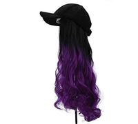 Women'S Daily Use Wigs Ladies Fashion Pop Realistic Color Chemical Fiber High Temperature Silk Natural Fluffy Hair Baseball Cap With Gradient Long - B(C)