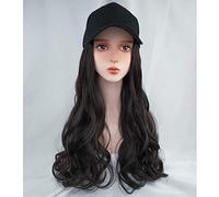 Women'S Daily Use Wigs Ladies Fashion Pop Realistic Color Chemical Fiber High Temperature Silk Natural Fluffy Hair Wild Baseball Cap Long Curly - C(E)