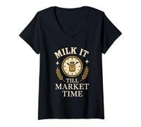 Womens Dairy Farmer Pride Udder Humor Country Milk Life Tee V-Neck T-Shirt