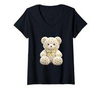 Women's Daisy Blossom Teddy Bear Shapes Mania V-Neck T-Shirt